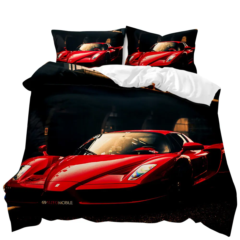 3D sales of Fashion red sports car bedding youth quilt cover pillow case for teenagers