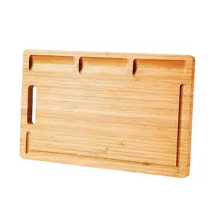 100% Bamboo Labeled Cutting Board For Kitchen Durable Chopping Board For Meats Bread Fruits With Deep Juice Groove