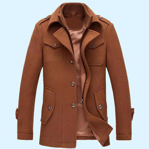 Manteau Blazer en Laine Slim à Capuche pour Homme, Hiver Automne, avec Col en Véritable Fourrure de Renard, Simple Boutonnage, Tissu Tricoté, Style Business - Product Image 3