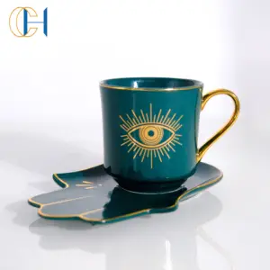 Tazza da caffè in ceramica con occhio diabolico spirituale personalizzato tazze di alta qualità con bel Set di scatole