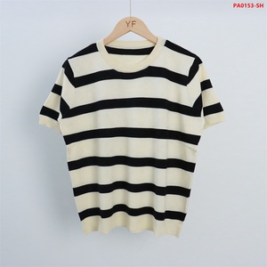 <span class=keywords><strong>Elegante</strong></span> Maglione Estivo Casual a Righe con Collo Tondo e Maniche Corte per <span class=keywords><strong>Donna</strong></span>, Produzione Personalizzata - Product Image 4