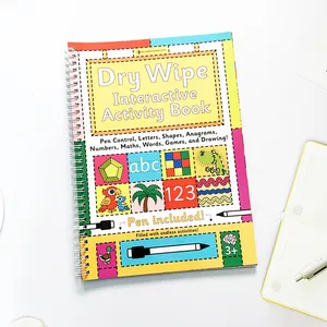 Professional Educational Spiral Wipe And Clean Book For Child Fancy Preschool Learning Writing Wipe Clean Book Printing