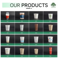 Gelas Kertas Teh Sekali Pakai Merah Putih yang Dapat Disesuaikan dengan Tutup Plastik Desain Dinding Ganda Tahan Air