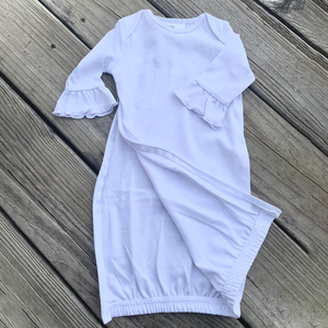 모노그램 핑크 아기 소녀 가운 세트 100% 면 유아 가운 턱받이 트림 천 세트 집에 가운 - Product Image 4