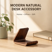 Support de téléphone portable moderne en bois massif de noyer 2026, support de bureau portable flexible universel pour smartphone et tablette, organisateur de bureau