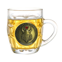 Verre à bière personnalisé avec logo gravé, cadeau souvenir de voyage, tasse en verre personnalisée avec poignée