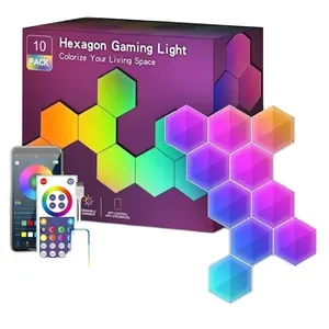 DIY Hexagon LED Light Magnetic Remote Control Smart Home Wall Panel Touch Sensitive Gaming RGB Night Lighting