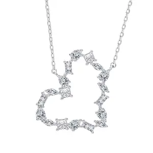 Collier Simple en Argent Sterling 925 Coeur Collier Clavicule Chaîne Bijoux Argent 925 Valentine Géométrique Coeur Collier Creux