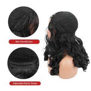Peluca Rizada con Ondas Sueltas, Económica y Realista, con Parte en V, de Alta Calidad, Sin Pegamento, Sintética, con Línea de Cabello Natural Transparente, 180% de Densidad - Product Image 3