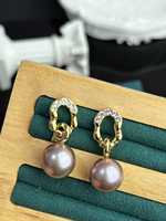 Boucles d'oreilles clous en argent sterling 925 avec perles de culture d'eau douce baroques AAA-AAAA-AAAAA de 10 mm, idéales pour les mariages, perles de 9-10 mm