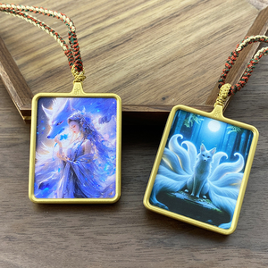 จี้สแตนเลสรูปจิ้งจอกเก้าหางแบบไทย สร้อยคอแบบโซ่สำหรับเสื้อสเวตเตอร์ สร้อยคอแบบทังก้า กันน้ำ กล่องกาวู - Product Image 2