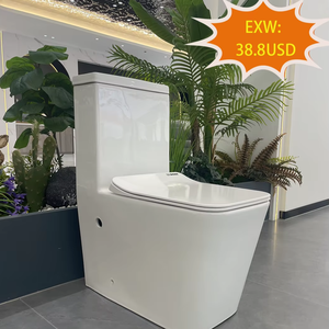 Hiện đại một mảnh gốm commode không có vành Đỏ bừng nhà vệ sinh thiết lập với dual-tuôn ra nước lưu trữ thiết bị bồn rửa & nhà vệ sinh bát - Product Image 1