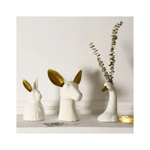 Элегантная керамическая ваза для цветов, декоративная ваза для животных, декоративные украшения для стола, ваза для сушеных цветов для дома