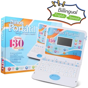 Enfants bilingue <span class=keywords><strong>anglais</strong></span> et espagnol ordinateur portable apprentissage Machine jouet 130 fonctions apprentissage éducatif jouet informatique avec musique - Product Image 5