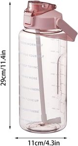 ขวดน้ำพลาสติกแบบมีหลอดดูด ขนาด 2 ลิตร 1 แกลลอน สำหรับเล่นกีฬา ความจุเยอะ มีตัวบอกเวลา ปลอดสาร BPA Tritan ขนาดเล็ก - Product Image 4