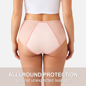 Taschendesign Hochgeschnittene Damen-Periodenunterwäsche Übergröße Baumwoll-Zwickel 3-Schichtige Auslaufsichere Antibakterielle Menstruations-Slips - Product Image 3