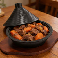 Tajine en fonte émaillée antiadhésive de 22 cm avec couvercle pour cuisinière à gaz et à induction, usage hôtelier et restaurant