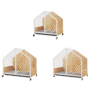 <span class=keywords><strong>Cage</strong></span> pour chien en acier inoxydable, cadre en bois massif, design rectangulaire, durable, résistant à l'eau, enclos sécurisé pour animaux de compagnie, intérieur/extérieur - Product Image 6