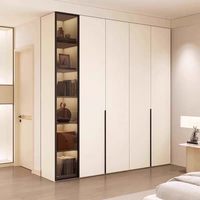 Armoire en bois sur mesure en promotion, meuble de chambre à coucher avec porte vitrée, armoire pliante