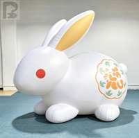 Grand lapin gonflable géant personnalisé avec globe lunaire, ensemble gonflable de dessin animé pour le Festival de la Mi-Automne, usage commercial