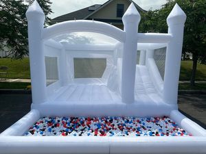 White Bounce Castle White Bounce House con tobogán y foso de bolas para niños y <span class=keywords><strong>adultos</strong></span> para decoración de <span class=keywords><strong>cumpleaños</strong></span>, fiesta, <span class=keywords><strong>alquiler</strong></span> de negocios - Product Image 3