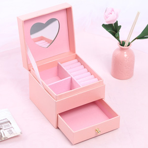 Boîte de rangement pour bijoux exquise, boîte à bijoux multifonctionnelle créative avec miroir, vente en gros de boîtes à bijoux compactes - Product Image 3