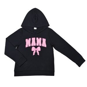 Preordina la felpa con cappuccio nera con stampa fiocco Yawoo GT0901 Mommy and Me <span class=keywords><strong>MAMA</strong></span> MINI - Product Image 2