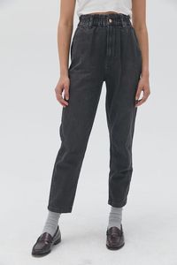 Vente en gros de jeans maman en denim à <span class=keywords><strong>taille</strong></span> <span class=keywords><strong>haute</strong></span>, à fermeture éclair, à jambe courte, à <span class=keywords><strong>taille</strong></span> élastique, noirs et doux, pour femmes - Product Image 2