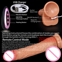 Vibromasseur télécommandé en silicone à ventouse, chauffant, avec fonctions de poussée et de rotation, pour masturbation féminine, jouet sexuel pour femmes