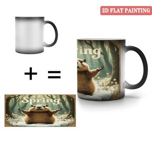 Frosted <b>Ceramic</b> Mug 11oz Black Heat Sensitive Art Craft Daily Home <b>Cup</b> - Product Image 4