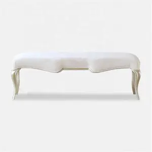 High Quality Bedroom Furniture Shoe Stool American Style Light Luxury Solid Wood Bed Bench
