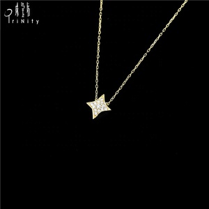 ที่มีคุณภาพสูงเครื่องประดับเพชร18พันสีเหลืองทอง Dainty ดาวรูปร่างที่สวยงามสร้อยคอสำหรับสาวๆ - Product Image 3
