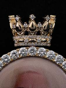 Pendentif personnalisé en moissanite avec photo, couronne sertie de pierres, breloque en argent 925 plaqué rhodium ou or, bijoux commémoratifs - Product Image 4