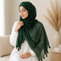 Écharpe en voile unie bleu sarcelle, douce et respirante, 95x180cm, teinte unie, châle d'été à franges, Bufanda, Hijab turc à franges de Dubaï