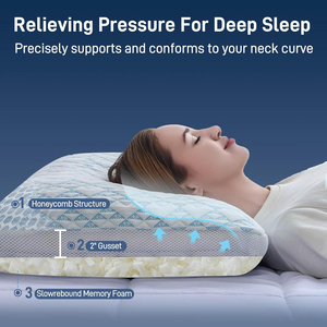 Almohadas Ajustables de Espuma Viscoelástica con Rebote Lento, Transpirables y Refrescantes, con Altura Ajustable, Tamaño Queen, para <span class=keywords><strong>Dormir</strong></span> - Product Image 5