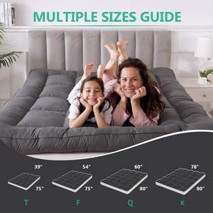 Atasan kasur busa memori robek Premium, bantal lembut halus dengan 4 tali elastis jangkar - Product Image 6