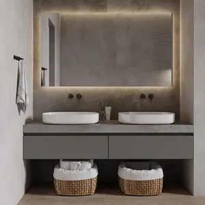 Австралия, проект, плавающая ванная комната, двойная раковина, мебель для ванной комнаты, шкаф, туалетный столик - Product Image 6