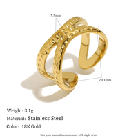 Anillo Abierto Dreamshow Cross Dot de Acero Inoxidable, Anillo Personalizado de Moda para Mujer, Chapado en Oro, Regalo para el Día de la Madre