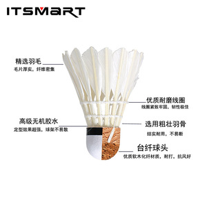 ลูกขนไก่แบดมินตันอิทสมาร์ท 12 ชิ้น อุปกรณ์กีฬาสำหรับฝึกซ้อมทั้งในร่มและกลางแจ้งที่ทนทาน - Product Image 4