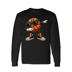 Camiseta de manga larga con estampado digital de baloncesto con gafas de sol, cuello redondo, unisex, para adultos, deportes y juegos - Product Image 3