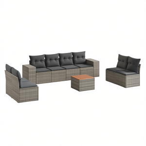 Conjunto de Sofá de Jardín de Ratán Gris, 6 Plazas, Resistente a la Intemperie, Muebles de Exterior de Diseño Contemporáneo - Product Image 1
