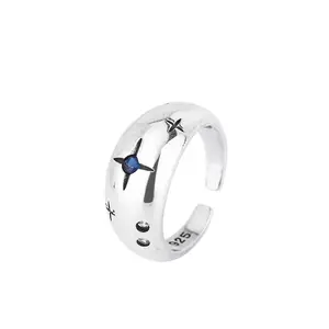 New Retro Sky Star Zircon Ring for Women, Beautiful, Simple, Fashionable, Exquisite, and Personalized Opening Hand Jewelry