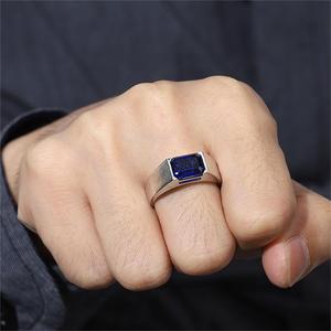 Großhandels preis Luxus Männer Saphir Diamant Rng Custom 925 Silber Iced Out Ringe für Männer - Product Image 2