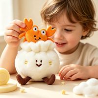 Peluche Pet Crab Siu Mai, petite poupée en peluche Dim Sum avec figurine de crabe amovible pour chiens et chats