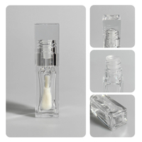 Fournisseur d'usine, tube à lèvres transparent en PET de 8 ml, tubes à gloss à lèvres vides personnalisés avec un grand pinceau, emballage de baume à lèvres