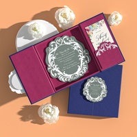 Boîte cadeau de mariage de luxe personnalisée, double porte magnétique, velours, carton rigide, MOQ 300