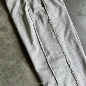 High Quality High Waist Wide Leg Baggy Flare Distressed Sweatpants Reverse Weave Custom Logo Baggy French Terry <b>Sweat</b> <b>Pants</b> <b>Men</b> - Product Image 4