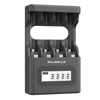 PUJIMAX – chargeur de batterie lithium-ion rechargeable, usb 1.5v, aaa aa, lcd intelligent, 2a, 3a, 1.5v
