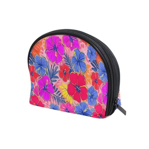 Pochette de rangement mini pour cosmétiques et maquillage, fantaisie, personnalisée, imprimée, imperméable, pour voyages en plein air, motif fleur d'hibiscus, écologique, pour filles - Product Image 2