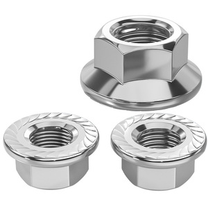 304 Stainless Steel Flange Nut M6 Left Hand Thread DIN6923 Fitness Equipment Anti Slip Locking Nut Cap - Product Image 1